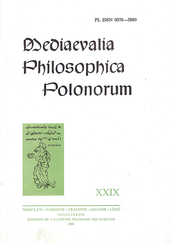 Mediaevalia Philosophica Polonorum XXIX