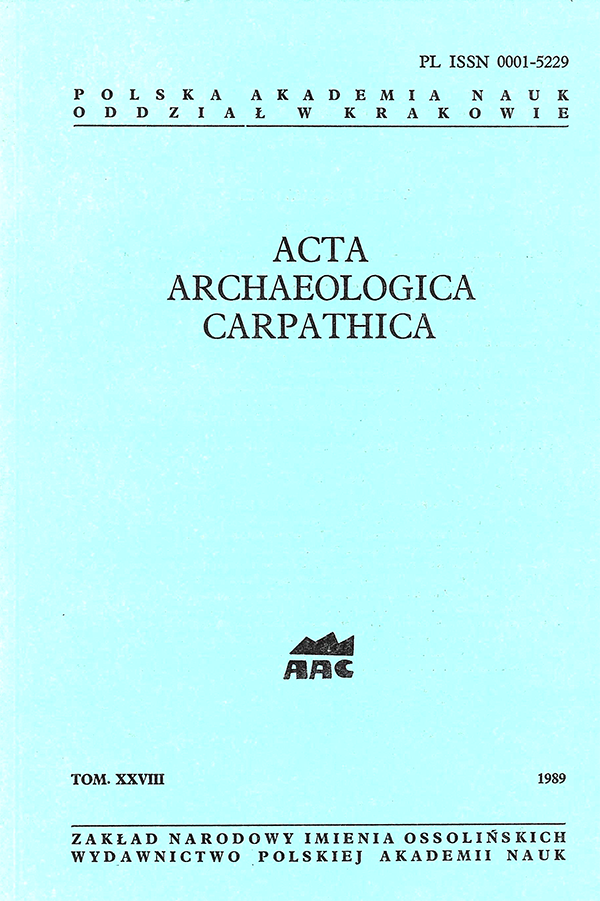 Acta Archaeologica Carpathica – tom XXVIII, 1989
